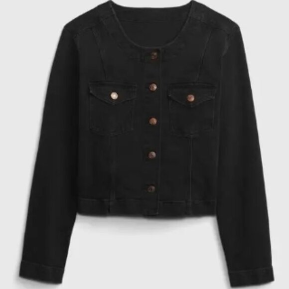 Gap Collarless Denim Jacket – Black – Size M – NWT - Picture 2 of 5